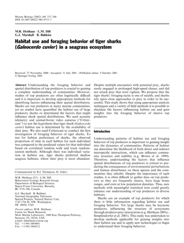 Habitat Use and Foraging Behavior of Tiger Sharks (Galeocerdo Cuvier)