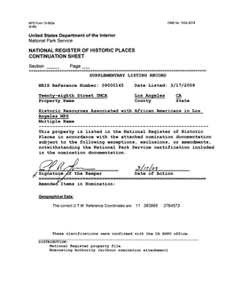 Section ___ Page __ SUPPLEMENTARY LISTING RECORD