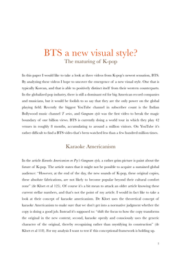 BTS a New Visual Style? the Maturing of K-Pop