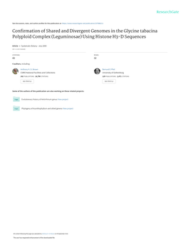 Confirmation of Shared and Divergent Genomes in the Glycine Tabacina Polyploid Complex (Leguminosae) Using Histone H3-D Sequences Author(S): Jeff J