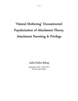 Popularization of Attachment Theory, Attachment Parenting & Privilege