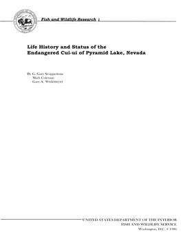 Life History and Status of the Endangered Cui-Ui of Pyramid Lake, Nevada