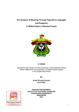 The Analysis of Meaning Through Figurative Languages and Imageries in Wilfred Owen’S Selected Poems