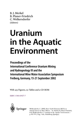 Rare Earth Elements (Rees) As Natural Tracers in Mine Waters