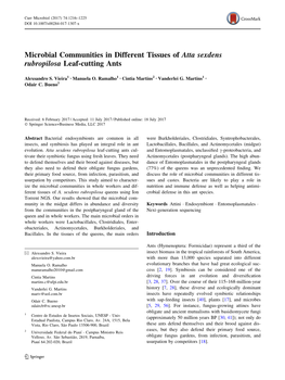 Microbial Communities in Different Tissues of Atta Sexdens Rubropilosa Leaf-Cutting Ants