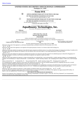 Aquabounty Technologies, Inc. (Exact Name of the Registrant As Specified in Its Charter)