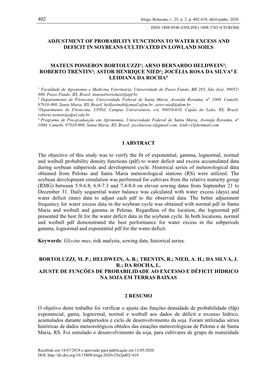 402 Adjustment of Probability Functions to Water Excess