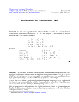 Solutions to Inclass Problems Week 2, Wed