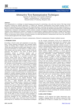 Abstractive Text Summarization Techniques Supreetha