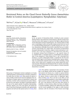 Revisional Notes on the Cloud Forest Butterfly Genus Oxeoschistus Butler in Central America (Lepidoptera: Nymphalidae: Satyrinae)
