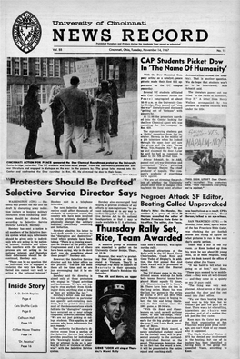 University of Cincinnati News Record. Tuesday, November 14, 1967. Vol