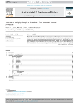 Substrates and Physiological Functions of Secretase Rhomboid Proteases