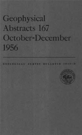 Geophysical Abstracts 167 October-December 1956