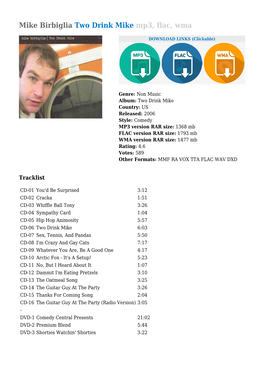 Mike Birbiglia Two Drink Mike Mp3, Flac, Wma