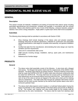 Horizontal Inline Sleeve Valve