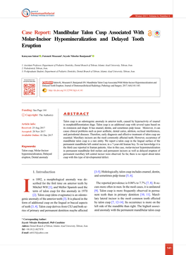 Molar-Incisor Hypomineralization and Delayed Tooth Eruption