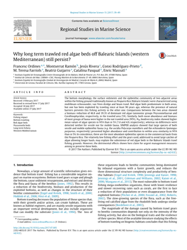 Regional Studies in Marine Science Why Long Term Trawled Red Algae