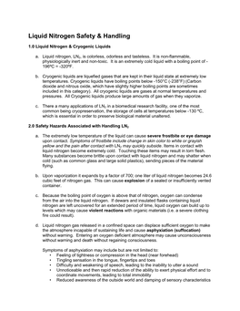 Liquid Nitrogen Safety & Handling