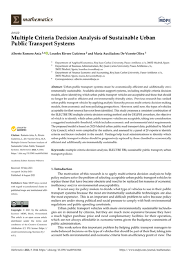 Multiple Criteria Decision Analysis of Sustainable Urban Public Transport Systems