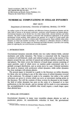 Numerical Computations in Stellar Dynamics