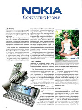 Nokia Thereby Continues to Secure Its • the Lifestyle of the Modern Fi Lipino