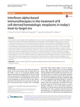 Interferon-Alpha-Based Immunotherapies in the Treatment Of