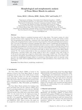 Morphological and Morphometric Analysis of Psoas Minor Muscle in Cadavers