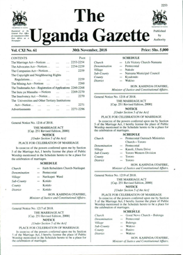 THE REPUBLICOF UGANDA the REPUBLIC of UGANDA Registered at the Published