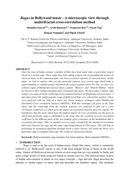 Ragas in Bollywood Music - a Microscopic View Through Multrifractal Cross-Correlation Method