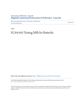 EC64-645 Testing Milk for Butterfat