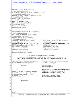 Senne Et Al. V. Office of the Commissioner of Baseball Et Al. (Dott, Johnson Intervention)