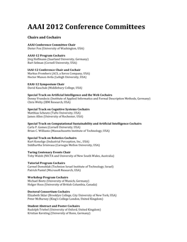 AAAI-12 Conference Committees