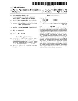 (12) Patent Application Publication (10) Pub. No.: US 2016/0102315 A1 Shasky Et Al