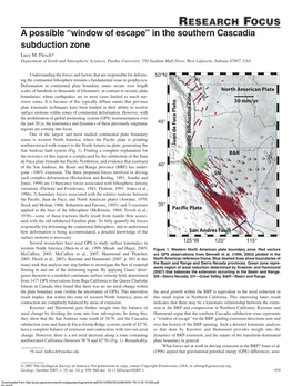 In the Southern Cascadia Subduction Zone Lucy M