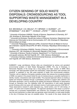 Crowdsourcing As Tool Supporting Waste Management in a Developing Country