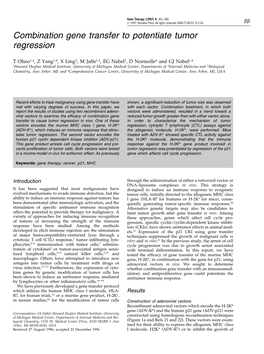 Combination Gene Transfer to Potentiate Tumor Regression