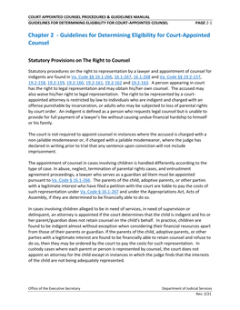 Guidelines for Determining Eligibility for Court-Appointed Counsel Page 2-1