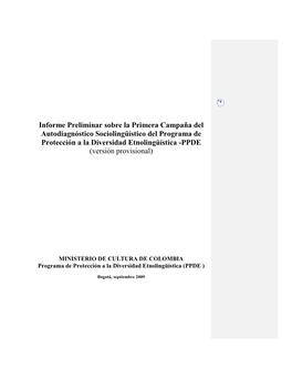 Informe Preliminar Sobre La Primera Campaña Del Autodiagnóstico