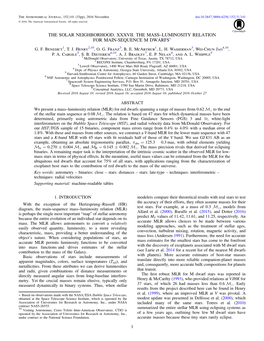 The Solar Neighborhood. Xxxvii. the Mass–Luminosity Relation for Main-Sequence M Dwarfs* G