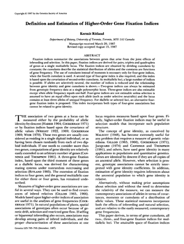 Definition and Estimation of Higher-Order Gene Fixation Indices