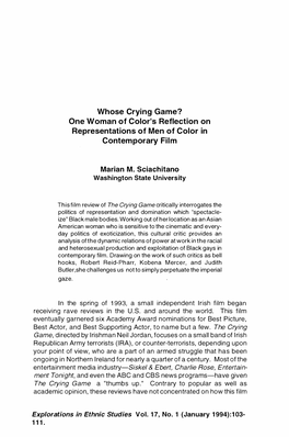 Whose Crying Game? One Woman of Color's Reflection on Representations of Men of Color in Contemporary Film