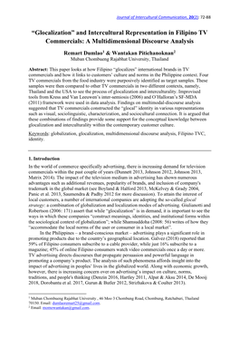 “Glocalization” and Intercultural Representation in Filipino TV Commercials: a Multidimensional Discourse Analysis