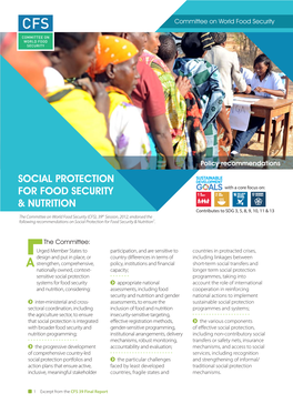 Social Protection for Food Security and Nutrition, Through Inter-Alia