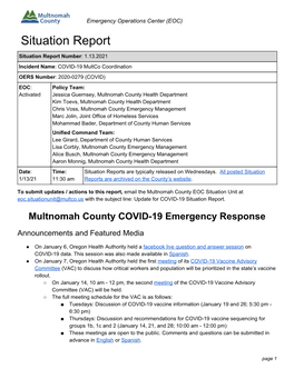 COVID-19 Situation Report