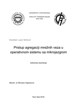 Pristup Agregaciji Mrežnih Veza U Operativnom Sistemu Sa Mikrojezgrom