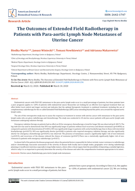 The Outcomes of Extended Field Radiotherapy in Patients with Para-Aortic Lymph Node Metastases of Uterine Cancer