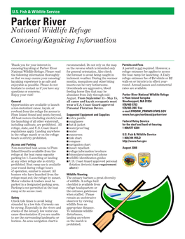 Parker River National Wildlife Refuge Canoeing/Kayaking Information
