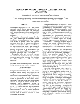 Fluctuating Accent in Foreign Accent Syndrome: a Case Study