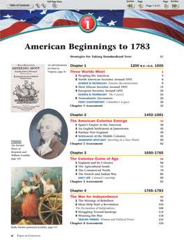 American Beginnings to 1783