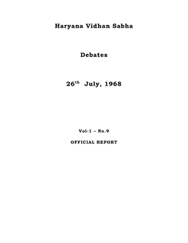 Haryana Vidhan Sabha Debates 26Th July, 1968